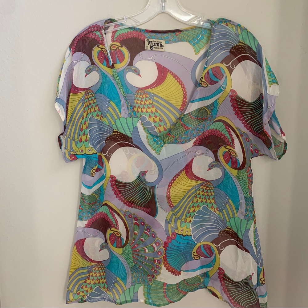 SMYM Show me your Mumu PEACOCK silk shirt BoHo